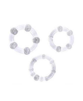 Pack 3 cockring transparents avec billes 